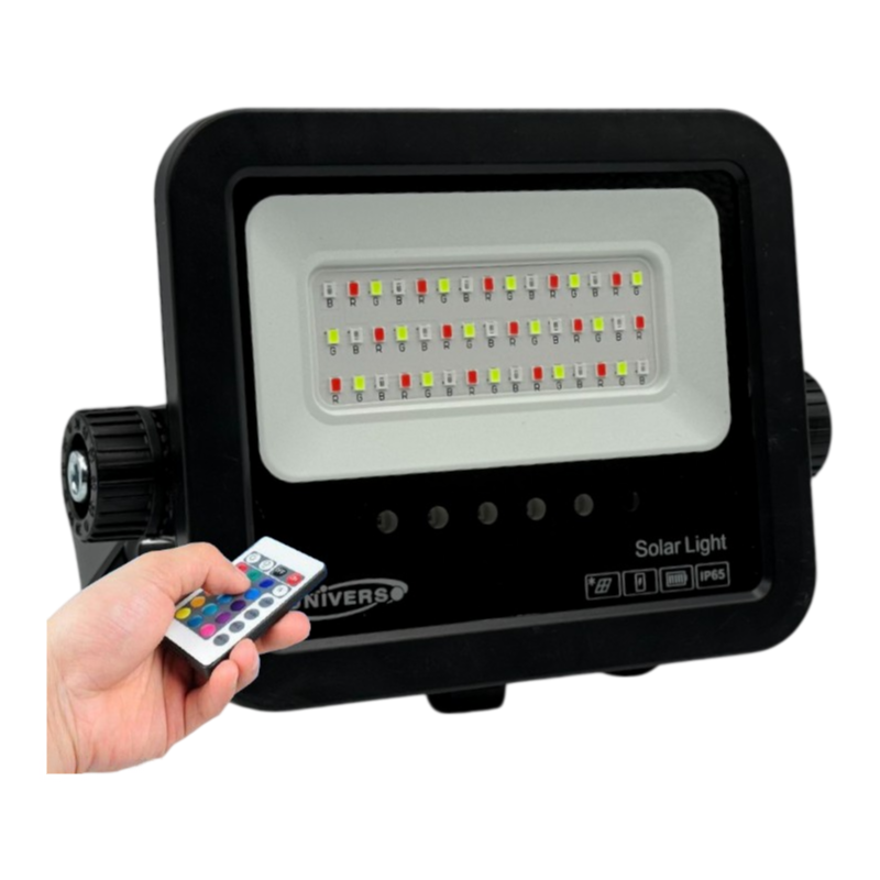 Proiettore LED RGB Multicolore UNIVERSO SL-RGB-40W | Pannello Solare e Telecomando IP65