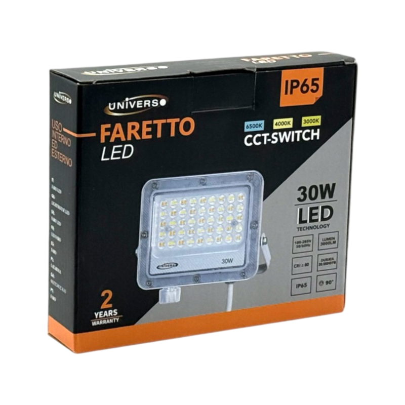 Proiettore SMD LED Slim UNIVERSO BK05-30W-B3C 30W | CCT 3in1 Selezionabile IP65 Bianco