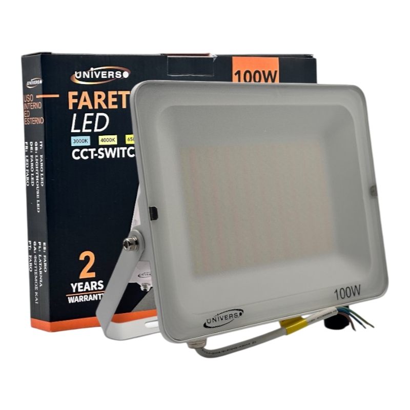 Proiettore SMD LED Slim UNIVERSO AC-100W-3C 100W | CCT 3in1 Selezionabile IP65 Bianco
