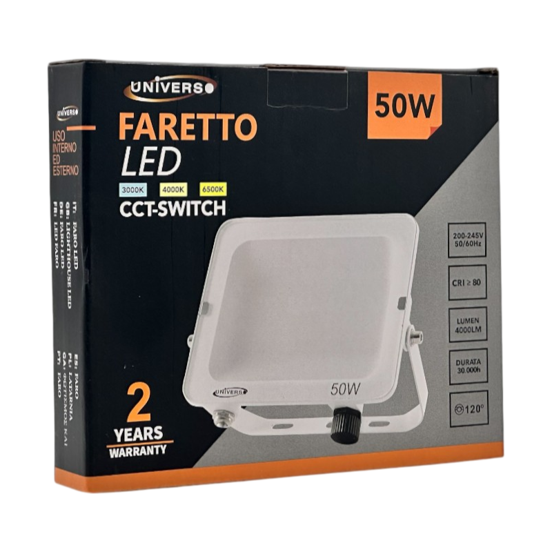 Proiettore SMD LED Slim UNIVERSO AC-50W-3C 50W | CCT 3in1 Selezionabile IP65 Bianco