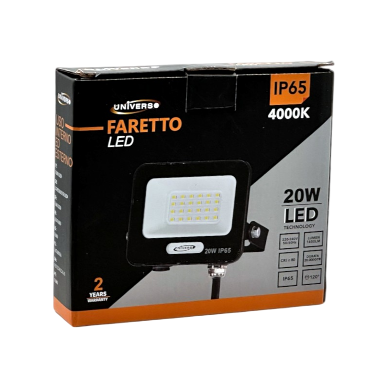 Proiettore SMD LED Slim UNIVERSO EK05-20W-N 20W | CCT Selezionabile 3000K-4000K-6500K IP65 Nero