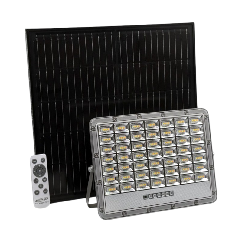 Proiettore LED Solare UNIVERSO TK08-200W-3C 200W | 2000 Lumen IP65 Grigio con Telecomando CCT 3in1