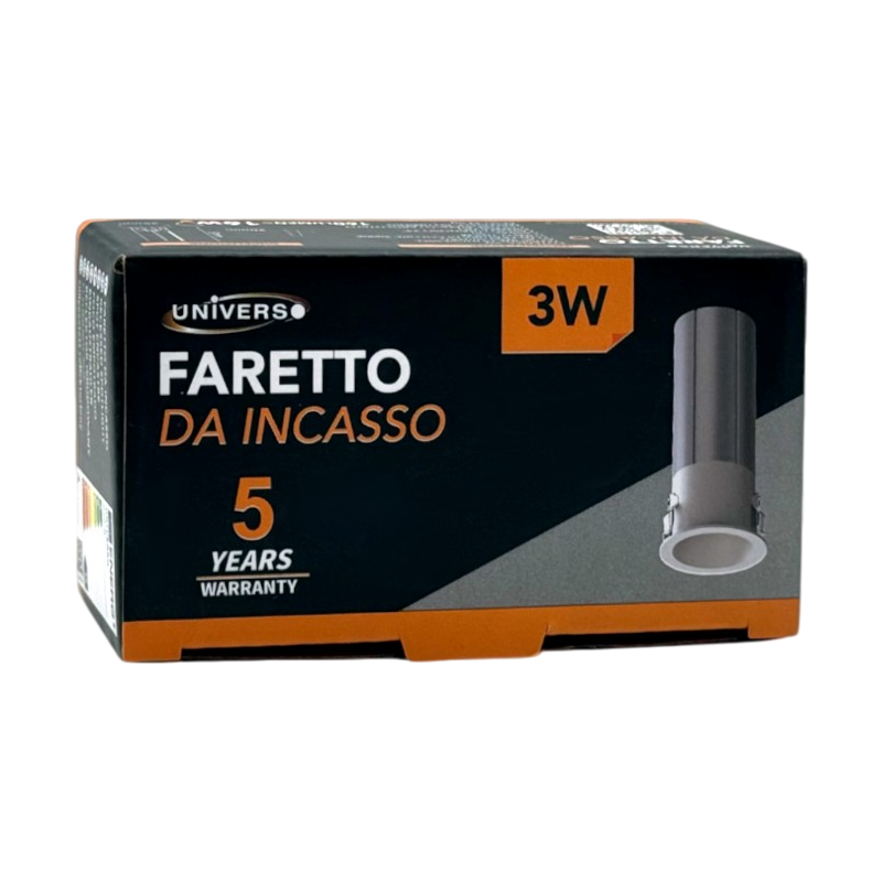 Faretto LED Rotondo da Incasso UNIVERSO R20-B 3W | CCT Selezionabile 3000K-4000K-6500K Bianco/Argento IP20