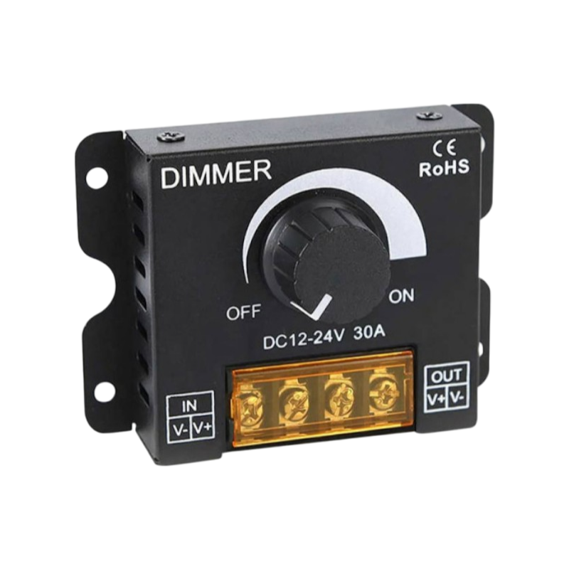 Dimmer con Manopola per Strip LED Monocolore DC12/24V | Potenza Max 720W