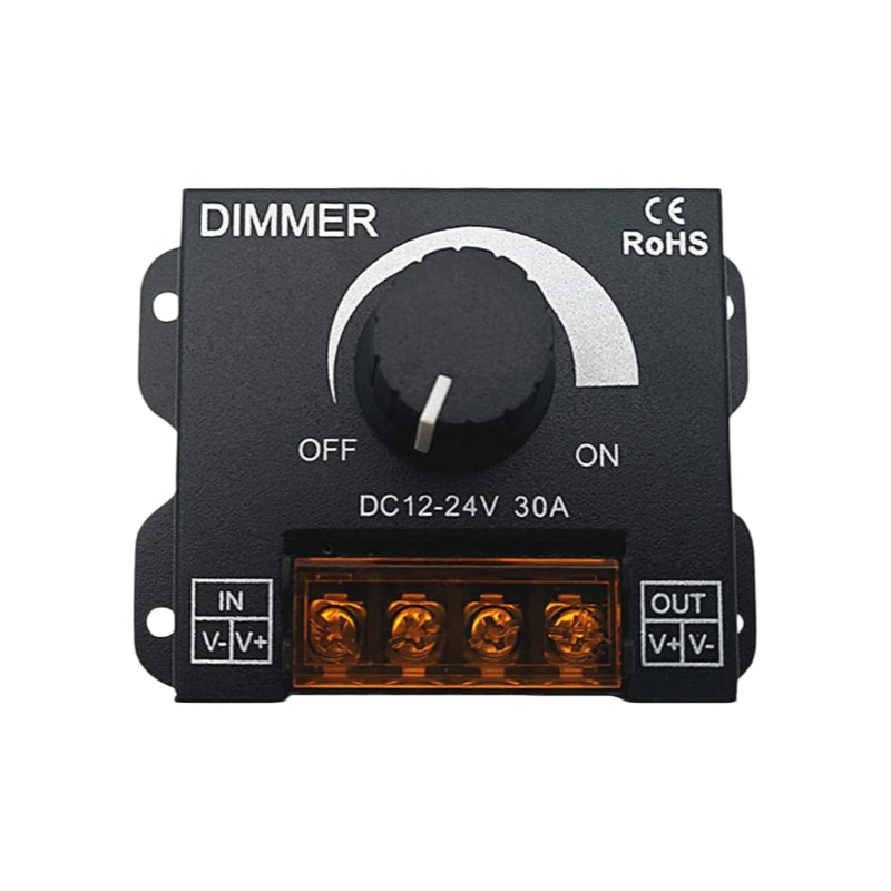 Dimmer con Manopola per Strip LED Monocolore DC12/24V | Potenza Max 720W