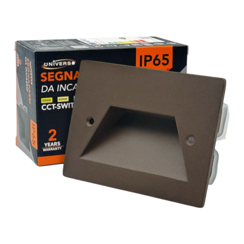 Universo ES49-C3C Punto Luce Segnapasso Rettangolare LED ad Incasso Cambia Colore CCT 3in1 3W 24° da Esterno IP65