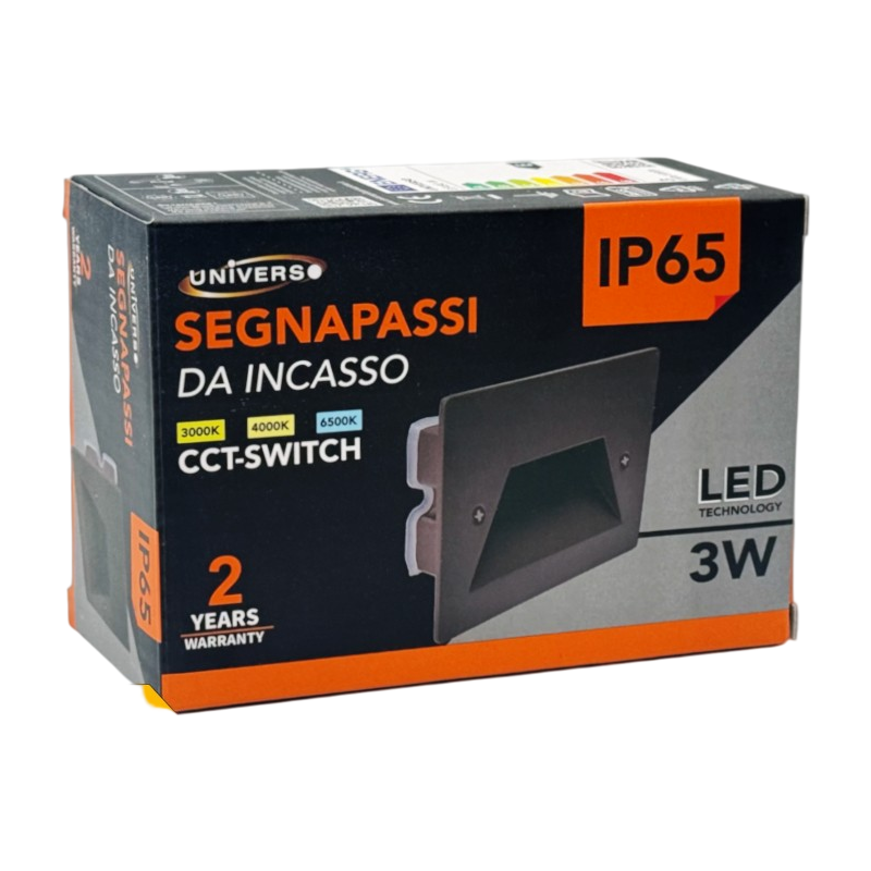 Universo ES49-C3C Punto Luce Segnapasso Rettangolare LED ad Incasso Cambia Colore CCT 3in1 3W 24° da Esterno IP65