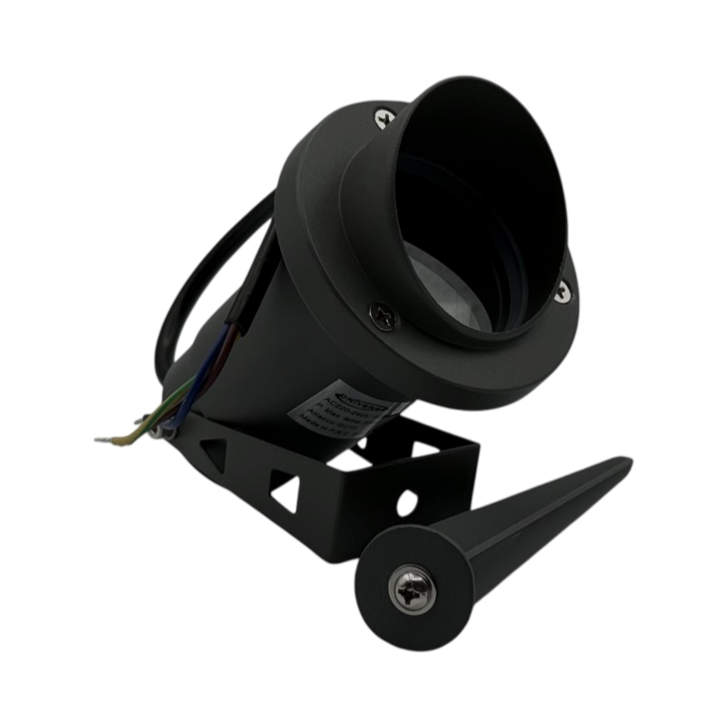 Universo ET-01-N Portafaretto da Giardino con Portalampada per Lampadine GU10 Picchetto da Interramento in Alluminio Nero