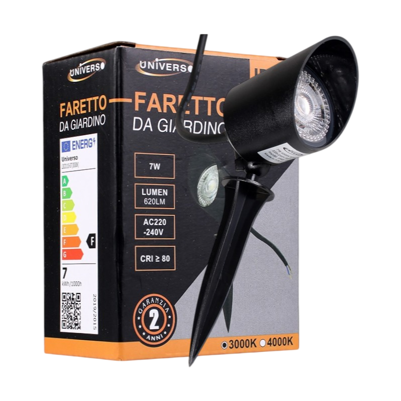 Universo 110 Lampada Faretti LED da Giardino con Base e Picchetto 7W COB IP65 3000K - 4000K