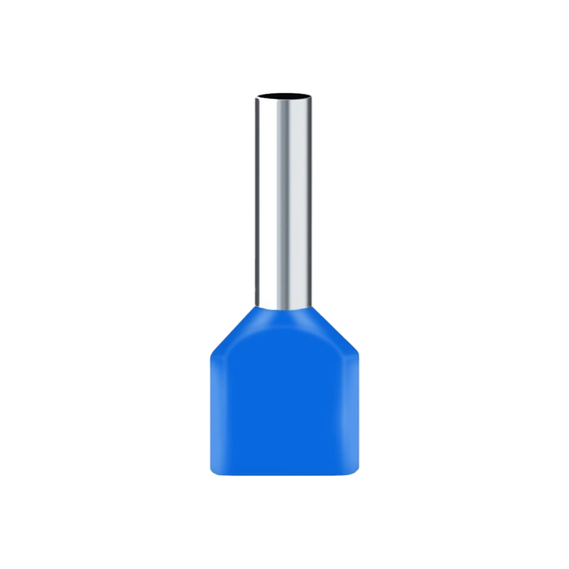 Confezione da 100 Pezzi – Tubetto Terminale Capicorda Isolato per 2 Cavi da 1,50 mm² – Terminale da 8 mm – Colori Giallo, Rosso, Blu