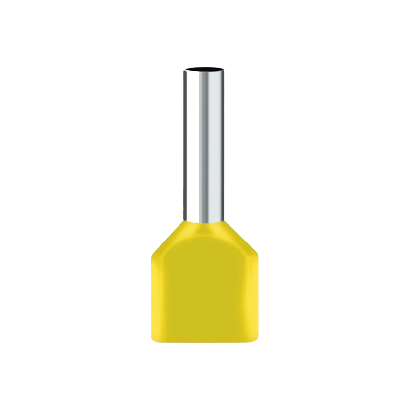 Confezione da 100 Pezzi – Tubetto Terminale Capicorda Isolato per 2 Cavi da 1,00 mm² – Terminale da 8 mm – Colori Giallo, Rosso, Blu