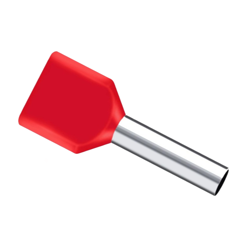 Confezione da 100 Pezzi – Tubetto Terminale Capicorda Isolato per 2 Cavi da 1,50 mm² – Terminale da 8 mm – Colori Giallo, Rosso, Blu