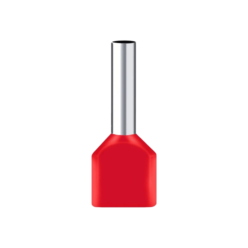 Confezione da 100 Pezzi – Tubetto Terminale Capicorda Isolato per 2 Cavi da 1,50 mm² – Terminale da 8 mm – Colori Giallo, Rosso, Blu
