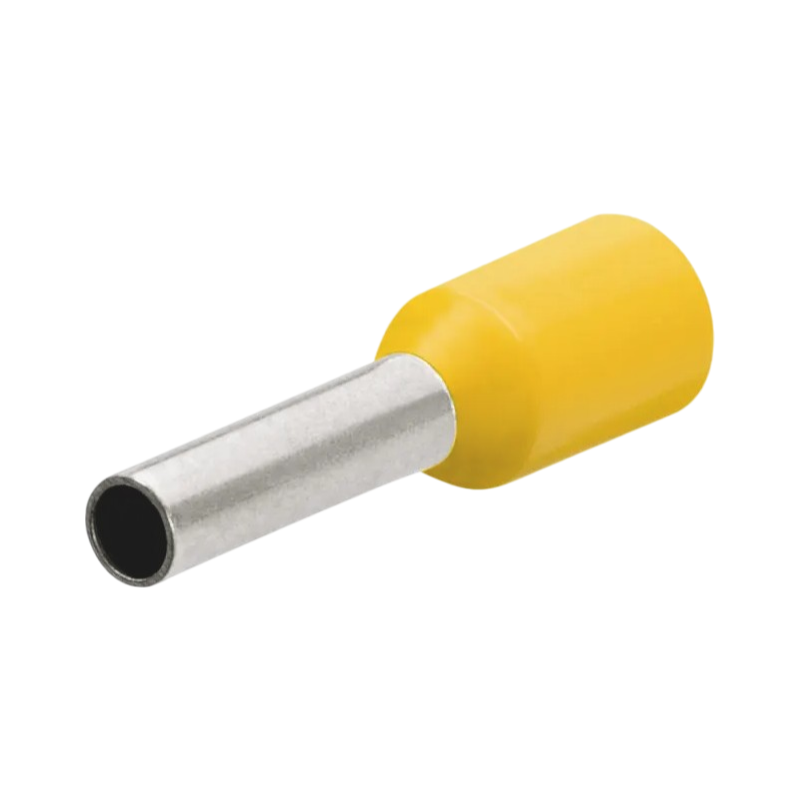 Confezione da 100 pezzi – Tubetto terminale capicorda isolato per cavi da 4 mm², lunghezza terminale 9 mm – Colori giallo, rosso, blu