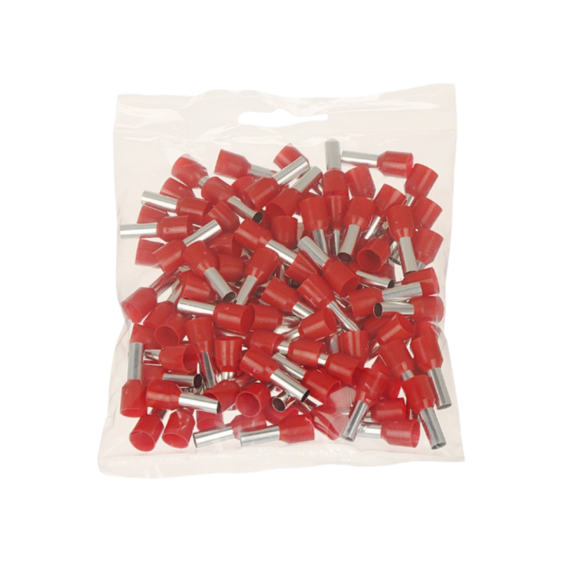 Confezione da 100 pezzi – Tubetto terminale capicorda isolato per cavi da 2,5 mm², lunghezza terminale 8 mm – Colori giallo, rosso, blu