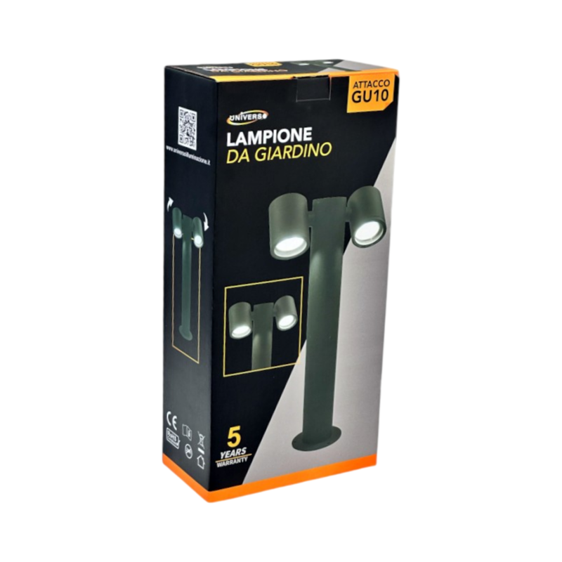 Lampione da giardino UNIVERSO 539PB-B440-G 45 cm con diffusori orientabili e 2 attacchi GU10 IP44 per esterno