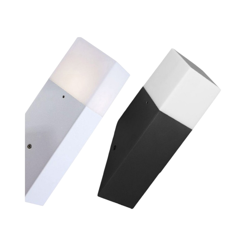 Portalampada Applique da Giardino Universo B250 – Wall Light da Muro Quadrato per Lampadine E27, Colore Bianco e Nero