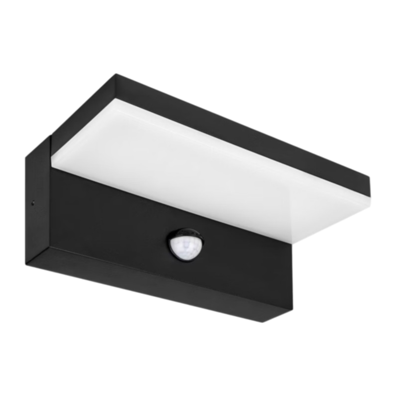 Applique LED da Muro Nera 10W SMD con Sensore PIR di Movimento – CCT 3in1, IP54 per Esterno