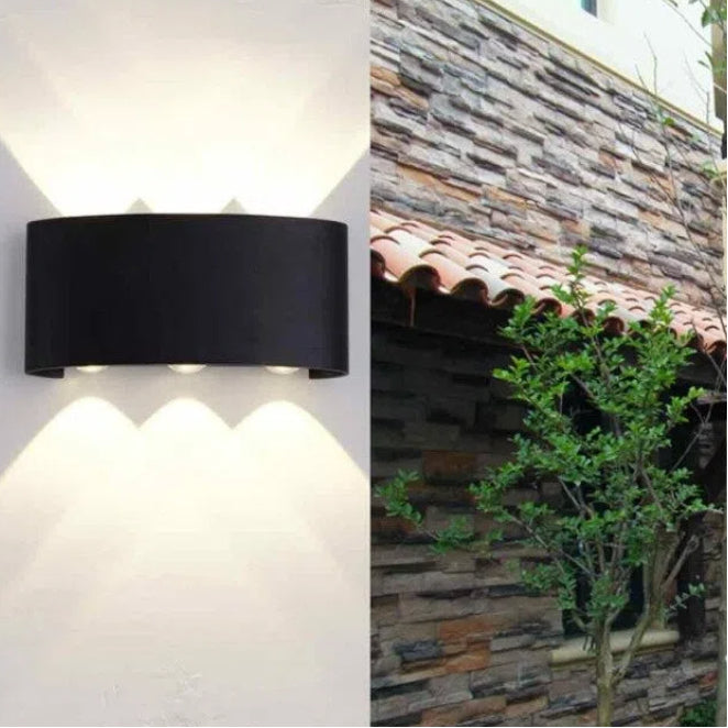 Applique LED da Muro Nera a Doppia Emissione Luminosa 16W – Wall Light con 6 LED SMD, IP65 per Esterno