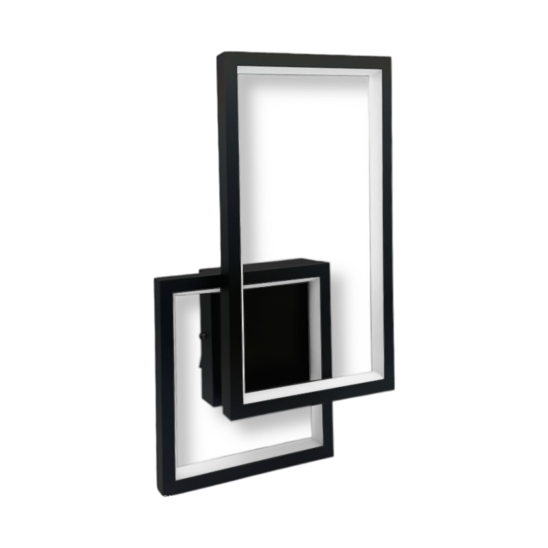 Applique LED a Muro Nera Universo AQ34-N3C 24W – Forma Geometrica Rettangolare con Switch CCT per Luce 3000K/4000K/6500K