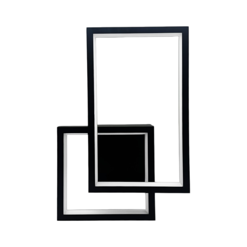 Applique LED a Muro Nera Universo AQ34-N3C 24W – Forma Geometrica Rettangolare con Switch CCT per Luce 3000K/4000K/6500K