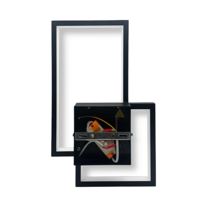 Applique LED a Muro Nera Universo AQ34-N3C 24W – Forma Geometrica Rettangolare con Switch CCT per Luce 3000K/4000K/6500K