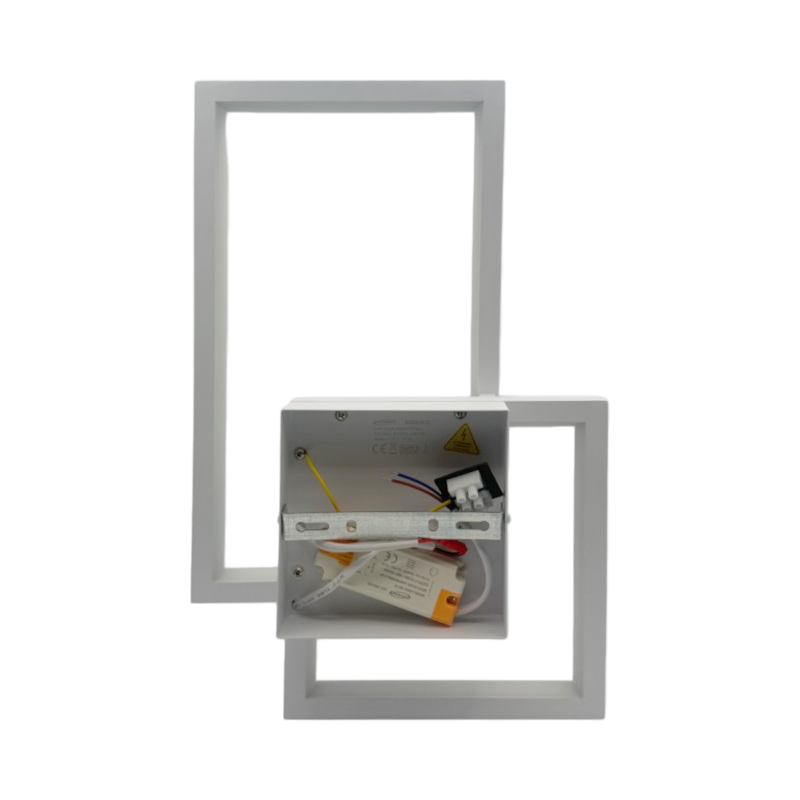Applique LED a Muro Bianca Universo AQ34-B3C 24W – Forma Geometrica Rettangolare con Switch CCT per Luce 3000K/4000K/6500K