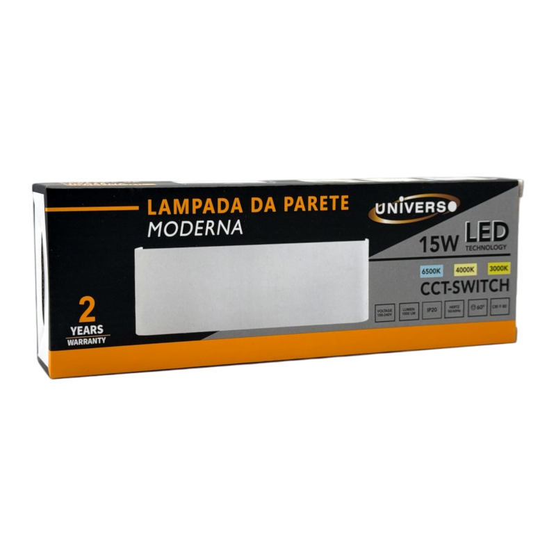 Lampada Applique SMD LED Bianca da Muro Universo E57-B3C – 15W, IP20, Doppio LED con CCT Switch per Cambio Colore Luce