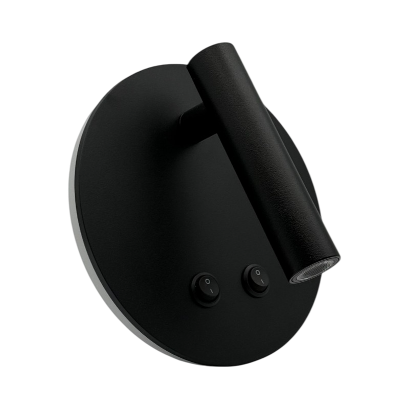 Lampada Applique LED da Parete Universo MR-01-NC – Doppia Sorgente Luminosa Orientabile con Interruttori, Colore Nero, Luce Calda 3000K