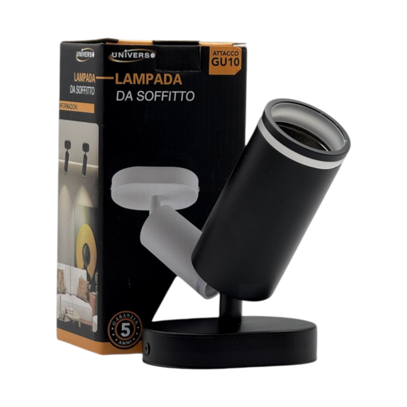 Portafaretto da Muro Universo TS-1N – Portalampada Attacco GU10, Applique Colore Nero
