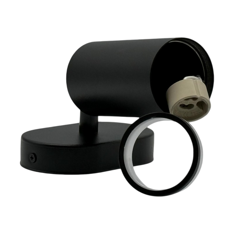 Portafaretto da Muro Universo TS-1N – Portalampada Attacco GU10, Applique Colore Nero