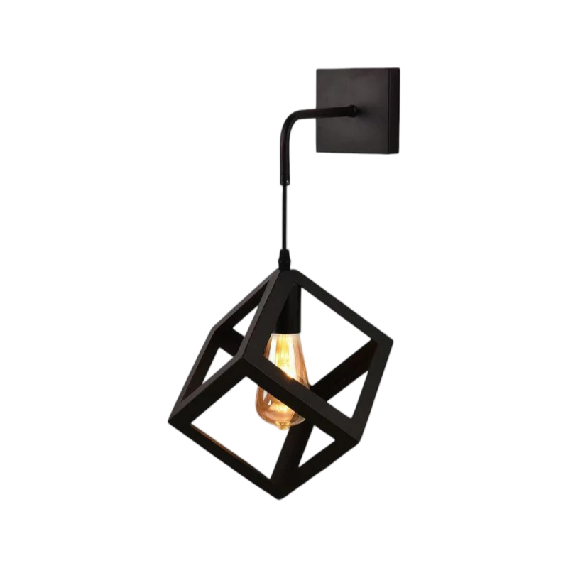 Lampada Applique a Muro Universo AQ52 – Forma Cubica Tridimensionale con Attacco E27, Max 60W, Colore Bianco e Nero