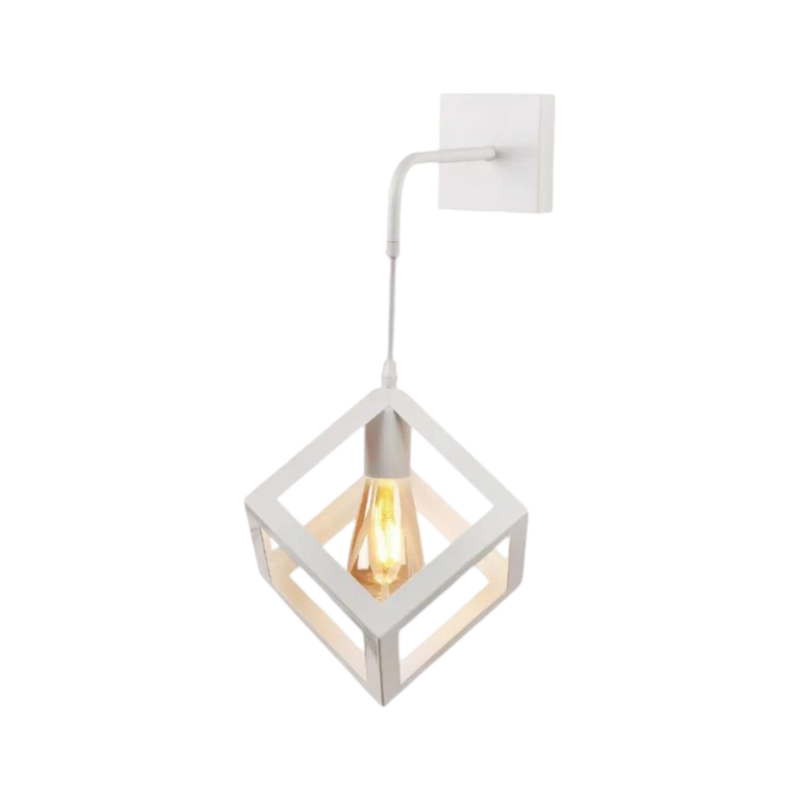 Lampada Applique a Muro Universo AQ52 – Forma Cubica Tridimensionale con Attacco E27, Max 60W, Colore Bianco e Nero
