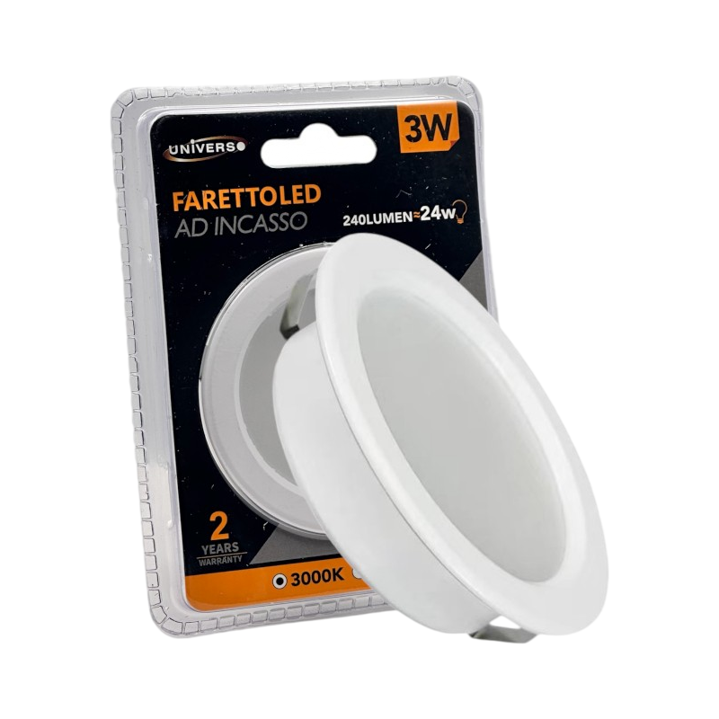 Faretto LED Rotondo Ultra Slim Bianco 3W da Incasso – 240 Lumen, Luce Calda, Naturale o Fredda