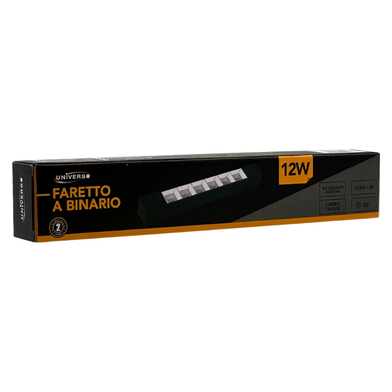 Track Light Faretto Lineare LED SMD Universo PST-27-N – 12W, 38°, per Binario Elettrificato Monofase, Colore Nero