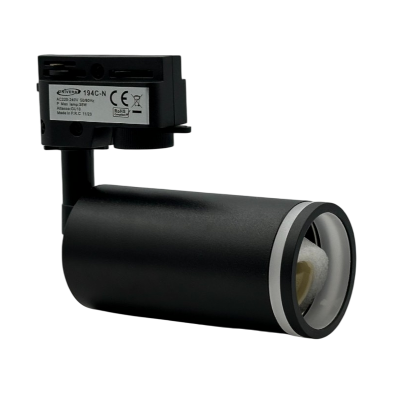 Track Light da Binario Monofase Universo 194C-N – Con Portalampada per Lampadine GU10, Colore Nero