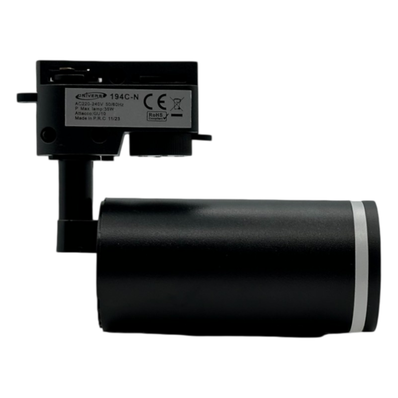 Track Light da Binario Monofase Universo 194C-N – Con Portalampada per Lampadine GU10, Colore Nero