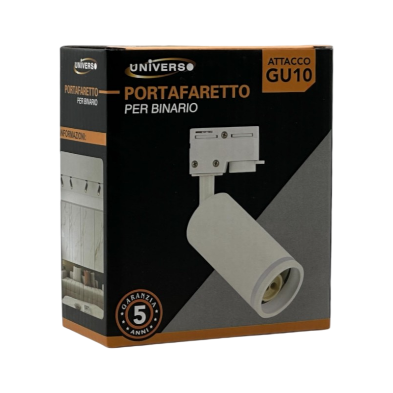 Track Light da Binario Monofase Universo 194C-B – Con Portalampada per Lampadine GU10, Colore Bianco