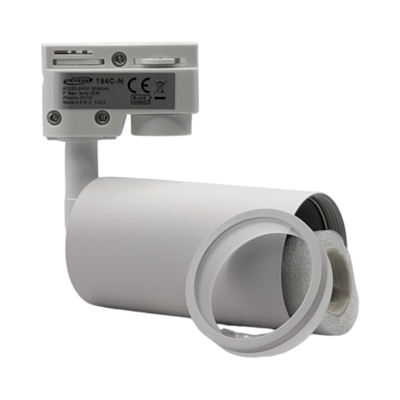 Track Light da Binario Monofase Universo 194C-B – Con Portalampada per Lampadine GU10, Colore Bianco