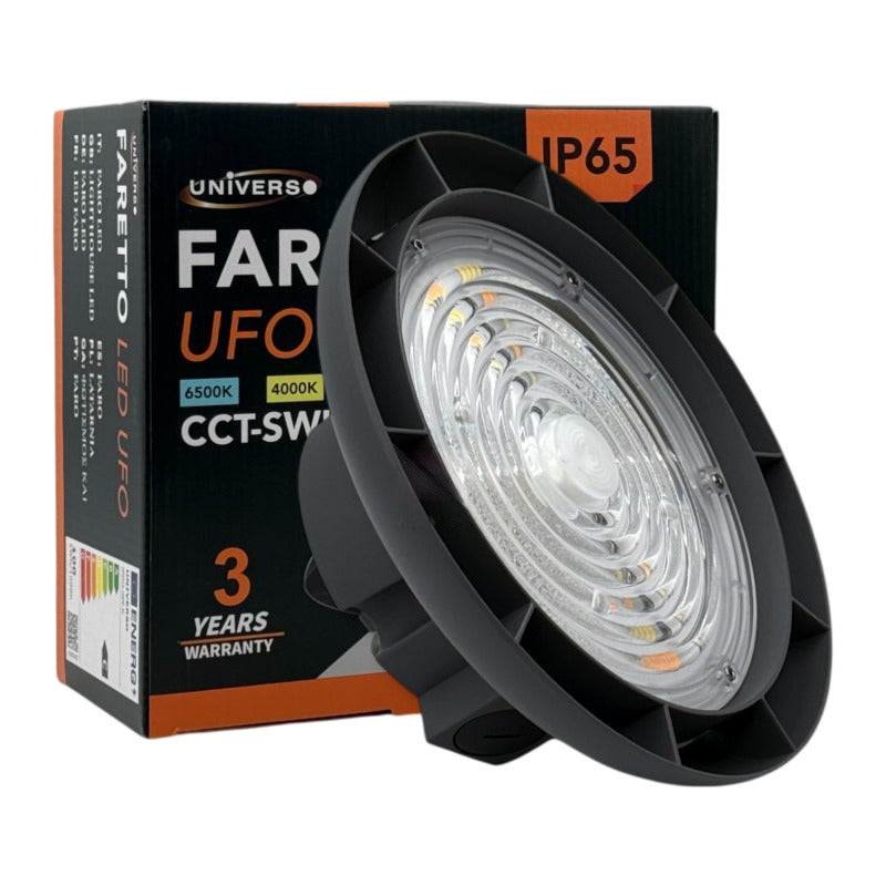 UFO Lampada Industriale SMD LED Universo UFO319-100W-3C – 100W High Bay, CCT Switch per Cambio Colore Luce