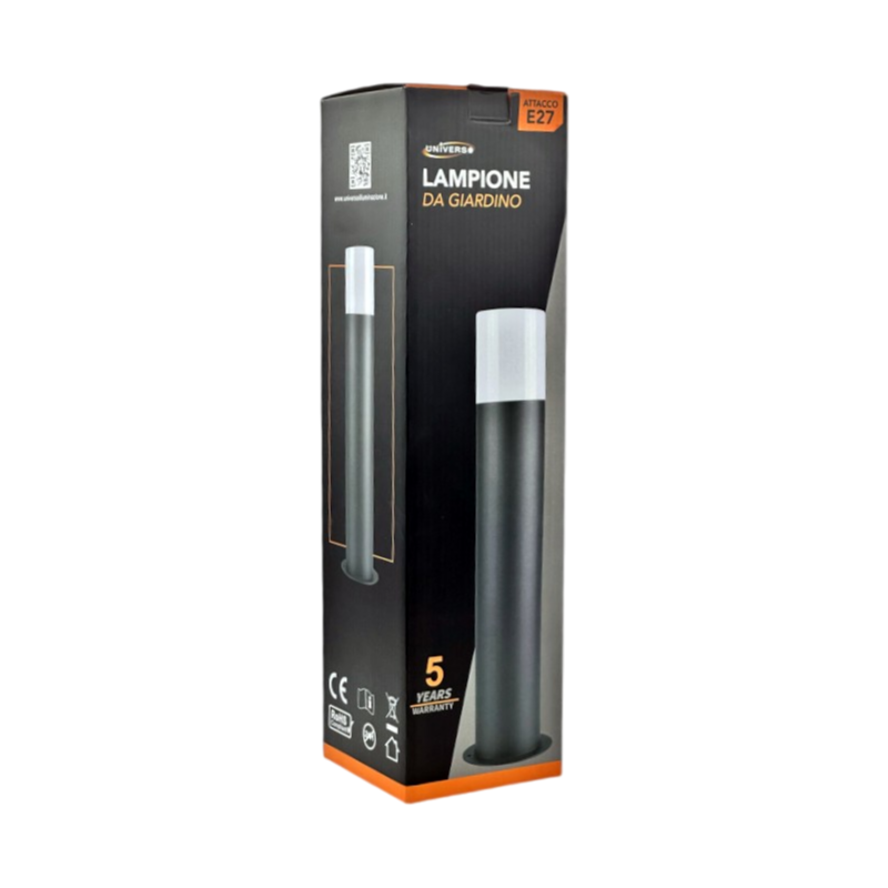 Lampioncino Portalampada da Giardino Universo per Lampadine E27 – Fissaggio a Terra, IP44, Altezza 44 cm