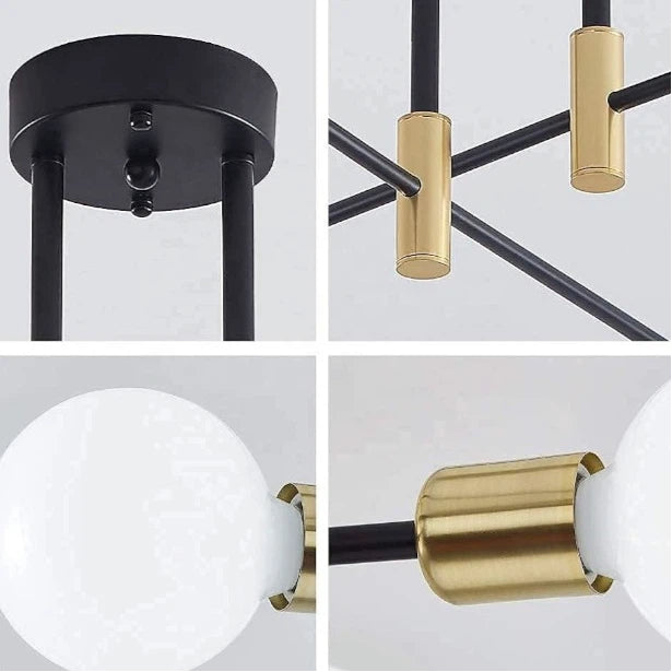 Plafoniera Lampadario da Soffitto Stile Moderno – Aste Regolabili con 6 Attacchi per Lampadine E27