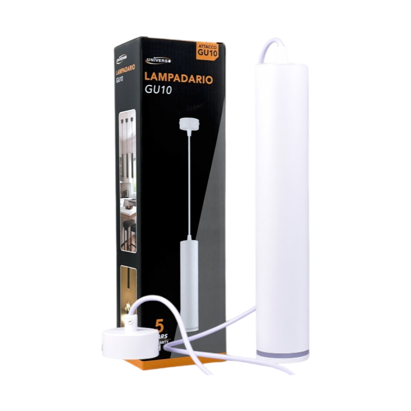 Lampadario a Sospensione Universo SP-01-B – Portalampada per Lampadine GU10 in Alluminio Colore Bianco