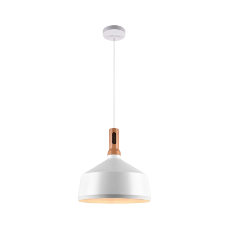 Lampadario in Metallo a Campana Universo A93 – Portalampada per Lampadine E27, Colore Bianco e Nero