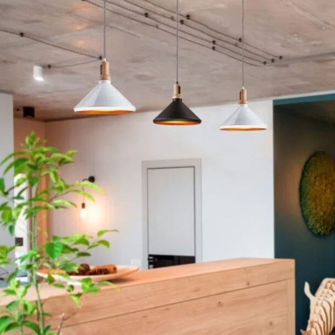 Lampadario in Metallo a Campana Universo A92 – Portalampada per Lampadine E27, Colore Bianco e Nero