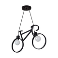 Lampadario a Sospensione a Forma di Bicicletta in Metallo Nero con Attacco per Lampadine E27