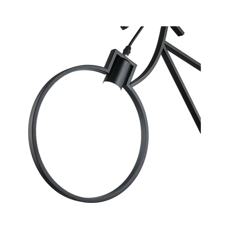 Lampadario a Sospensione a Forma di Bicicletta in Metallo Nero con Attacco per Lampadine E27