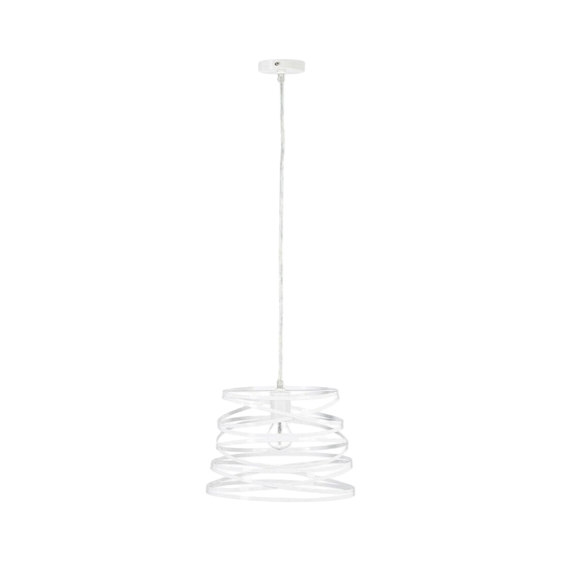 Lampadario Moderno a Sospensione – Paralume in Metallo Traforato a Vortice, Attacco E27, Colore Bianco, Nero o Tortora