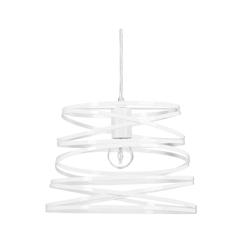Lampadario Moderno a Sospensione – Paralume in Metallo Traforato a Vortice, Attacco E27, Colore Bianco, Nero o Tortora