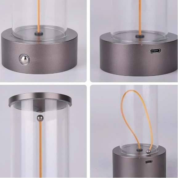 Lampada da Tavolo LED Ricaricabile Universo D39-G3C – 3W con Filo Luminoso Magnetico Touch, Luce Calda 2200K, Decorativa per Bar e Ristoranti